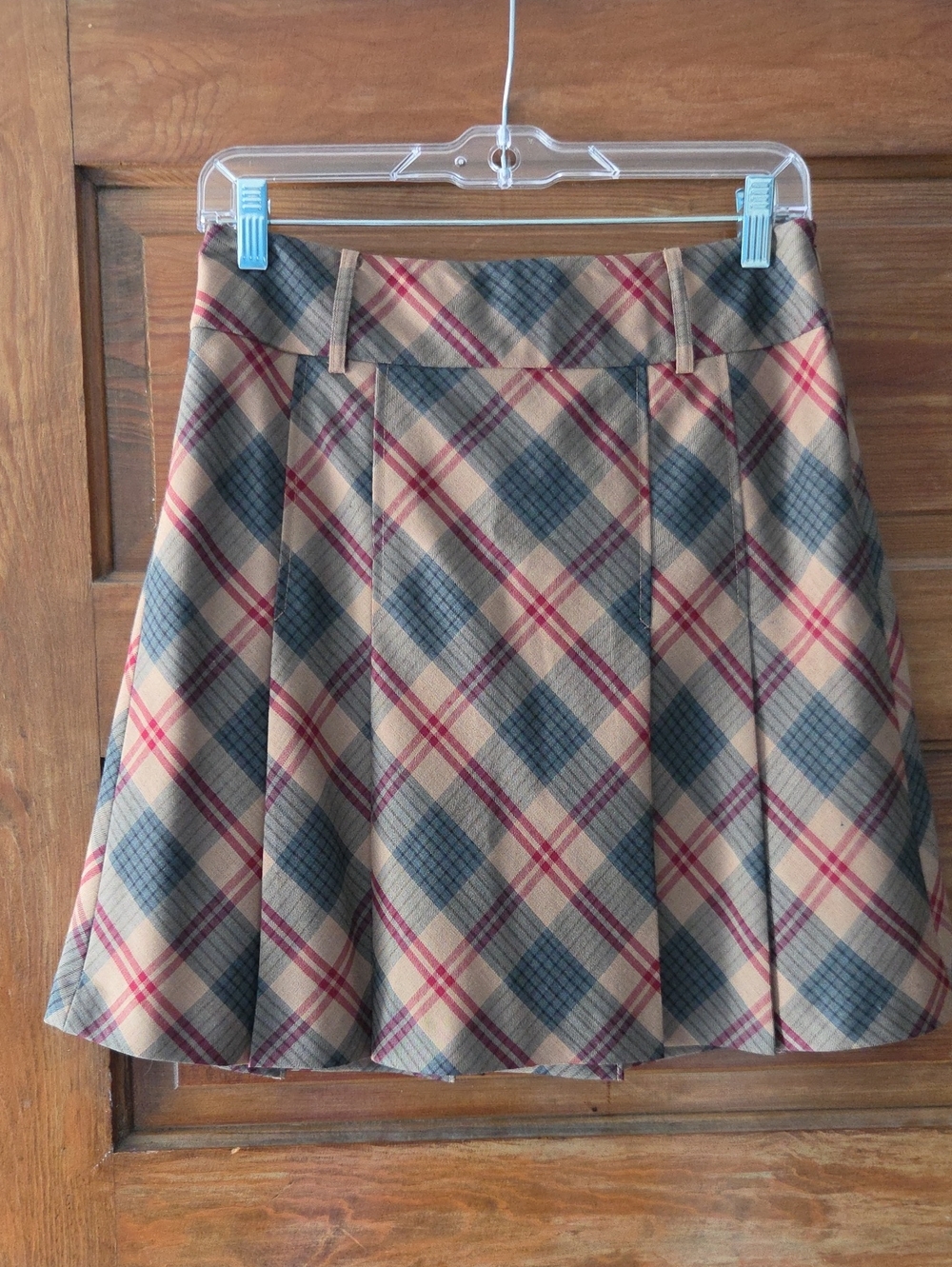 ANN TAYLOR LOFT Wool Blend Pleated Tennis Style Plaid Mini Skirt Size 4